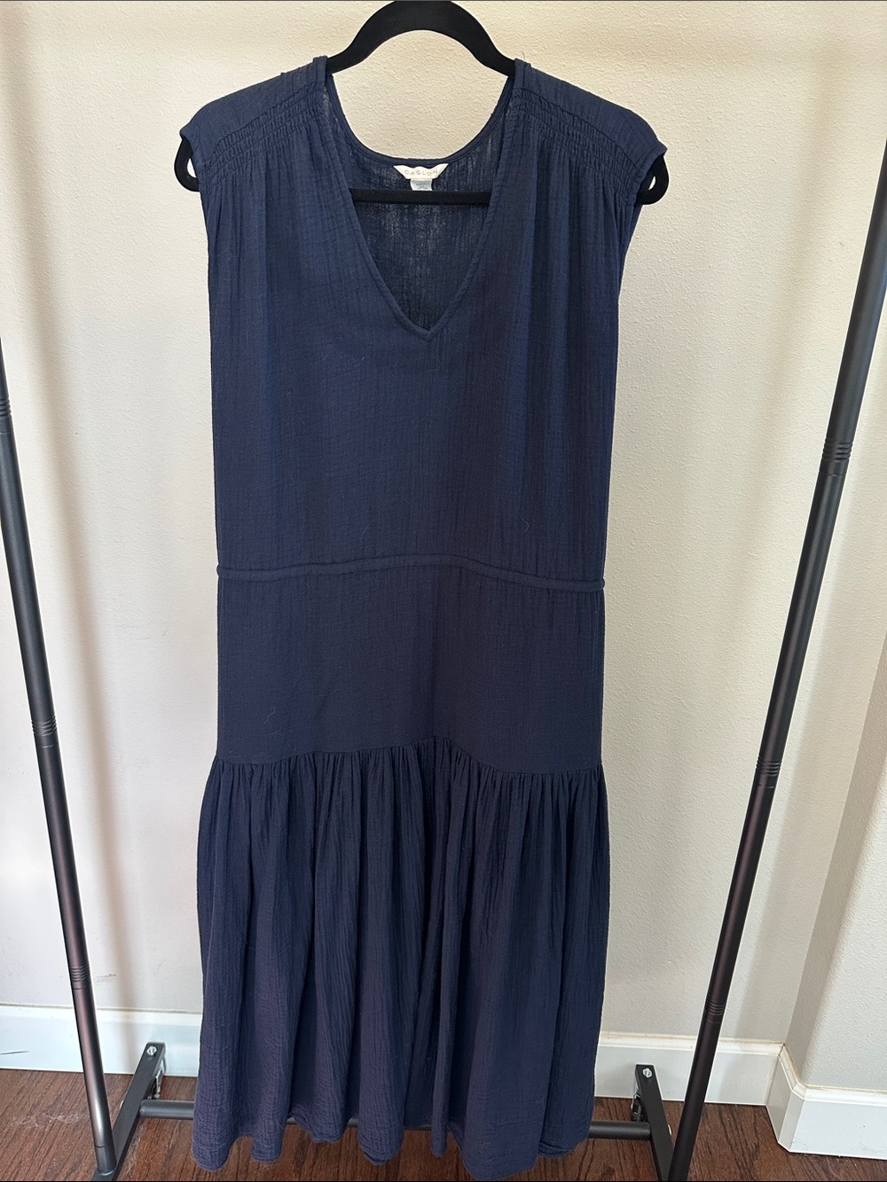 Caslon Navy Sleeveless V-Neck Tiered Maxi Dress